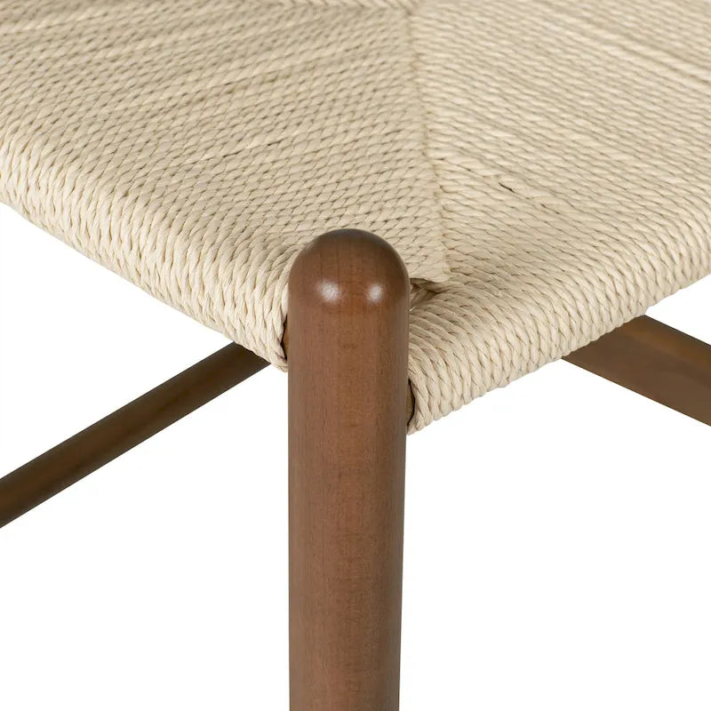 23.5-Inch Seat Height Counter Stool with Solid Wood Frame and Woven Rope Seat