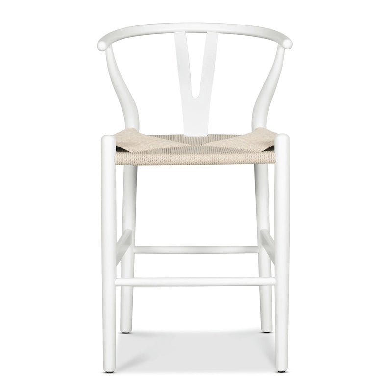 23.5-Inch Seat Height Counter Stool with Solid Wood Frame and Woven Rope Seat