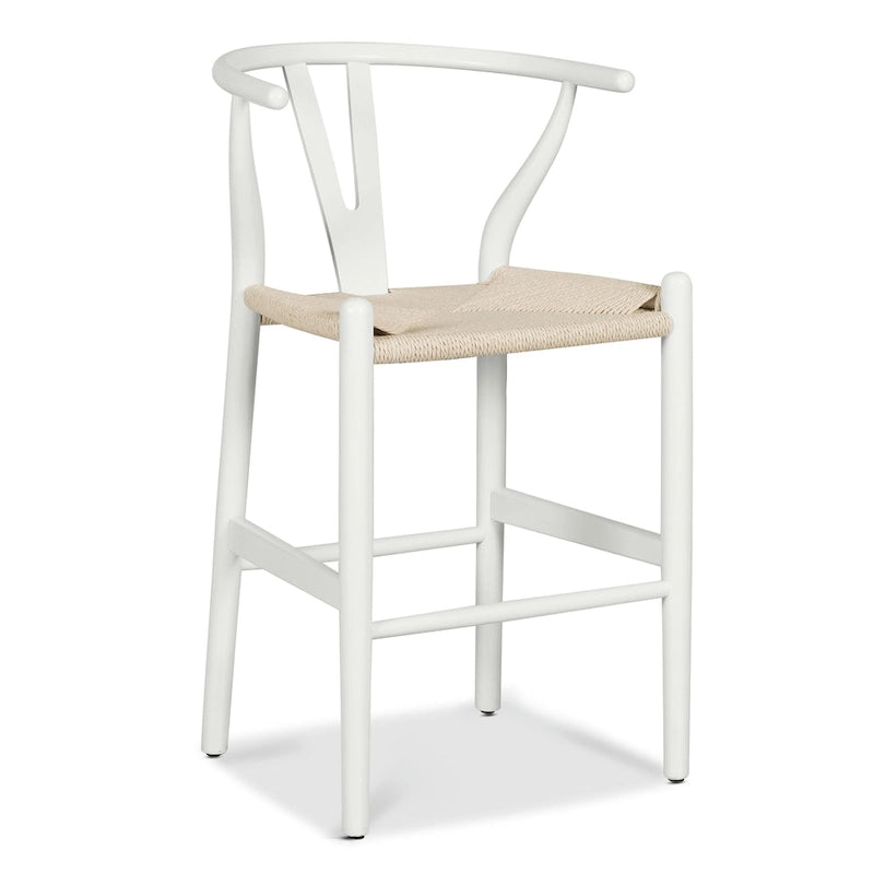 23.5-Inch Seat Height Counter Stool with Solid Wood Frame and Woven Rope Seat
