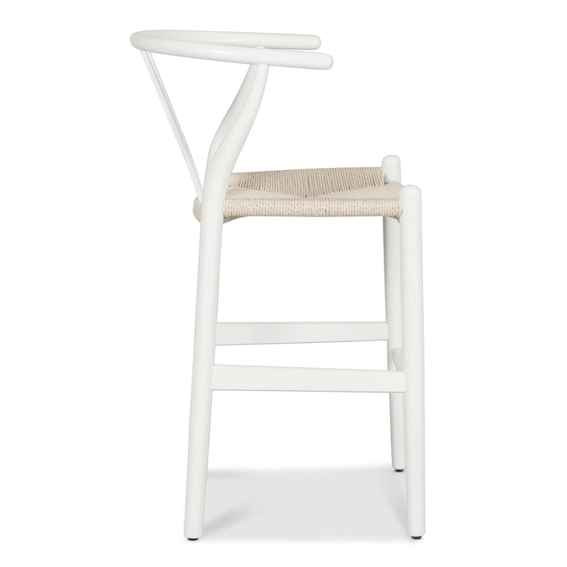 23.5-Inch Seat Height Counter Stool with Solid Wood Frame and Woven Rope Seat