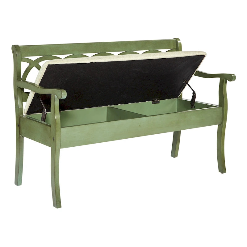 Wood Storage Bench with Cushioned Seat