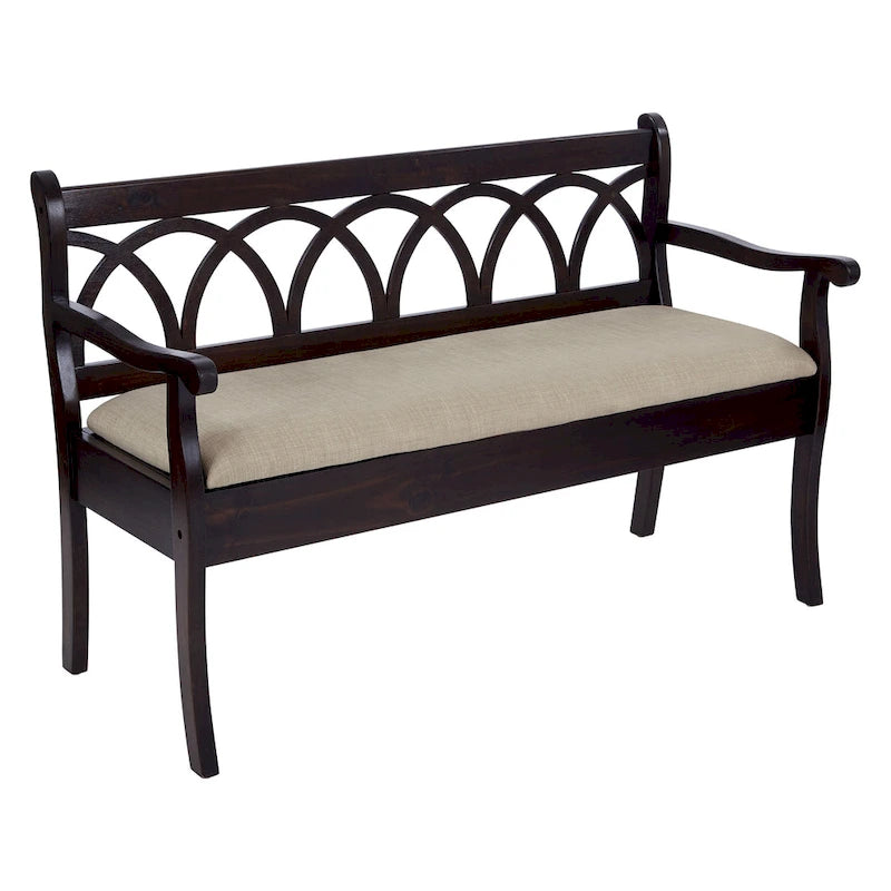 Wood Storage Bench with Cushioned Seat
