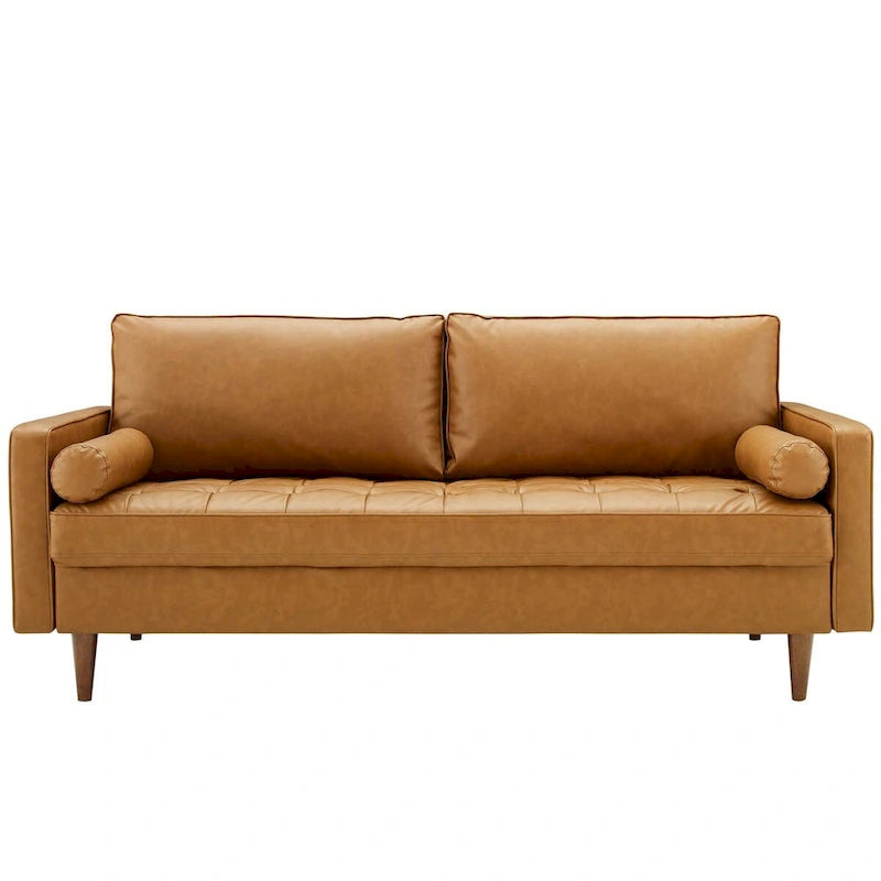 Upholstered Faux Leather Sofa