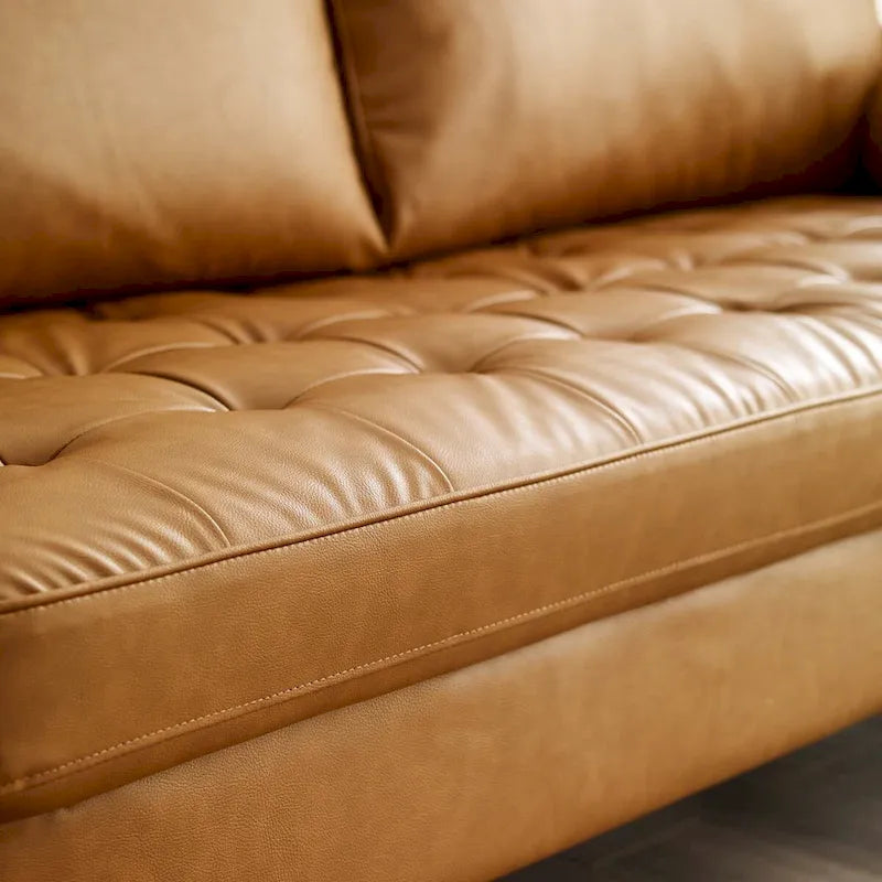 Upholstered Faux Leather Sofa