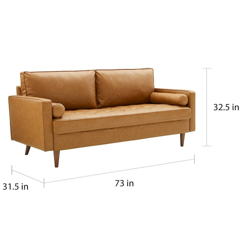 Upholstered Faux Leather Sofa