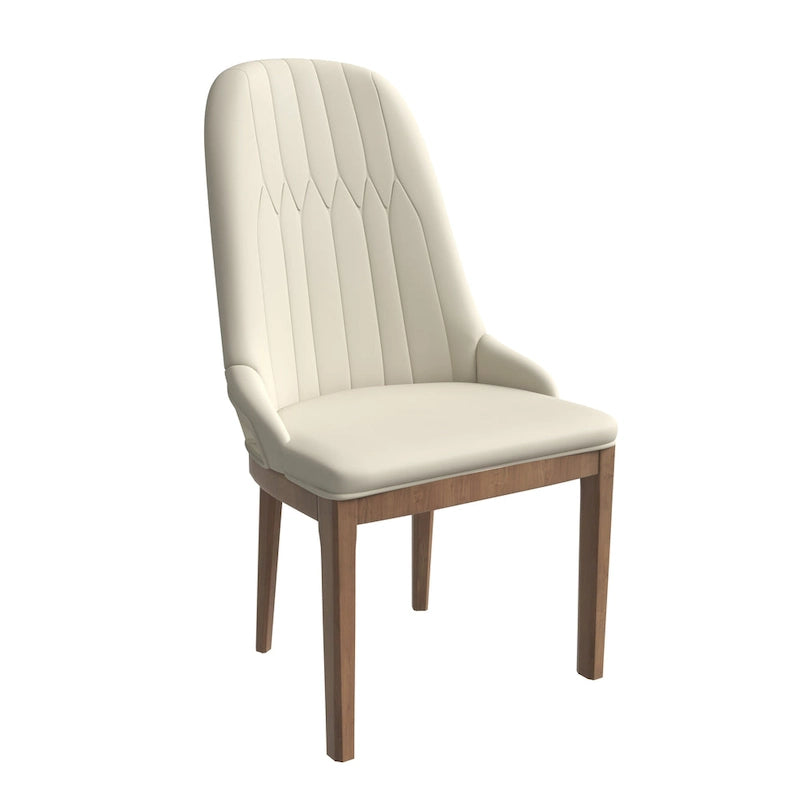 Leather Dining Chair with Rubberwood Legs and Diamond-Stitched Back