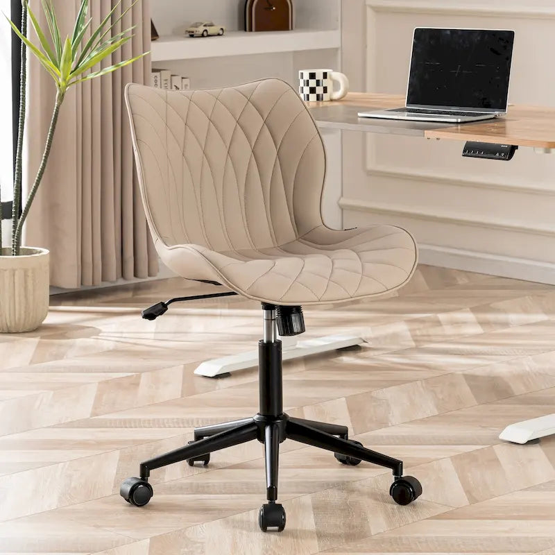 Armless Swivel Desk Chair with Adjustable Height and Wheels