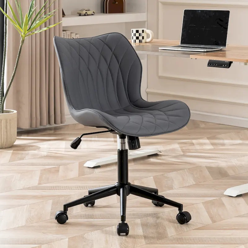 Armless Swivel Desk Chair with Adjustable Height and Wheels