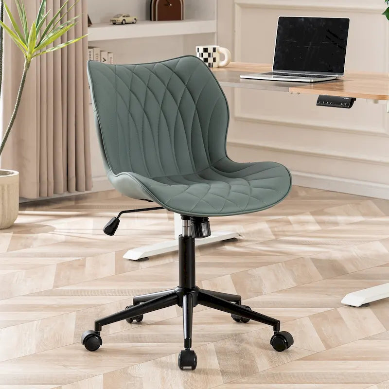 Armless Swivel Desk Chair with Adjustable Height and Wheels