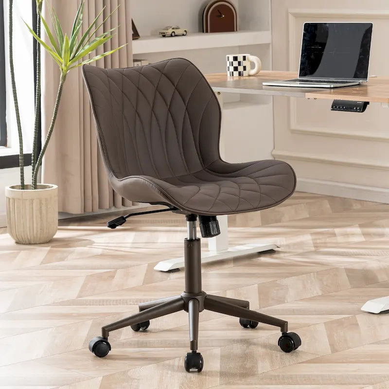 Armless Swivel Desk Chair with Adjustable Height and Wheels