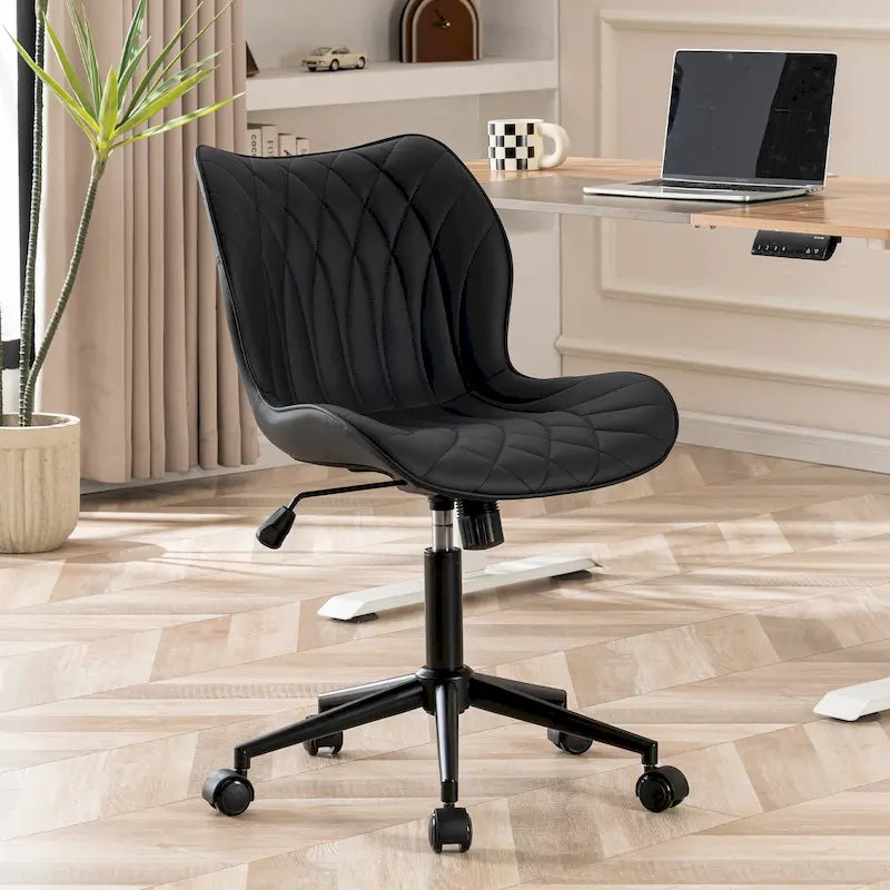 Armless Swivel Desk Chair with Adjustable Height and Wheels