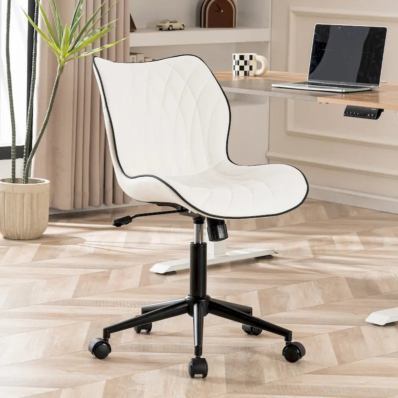 Armless Swivel Desk Chair with Adjustable Height and Wheels