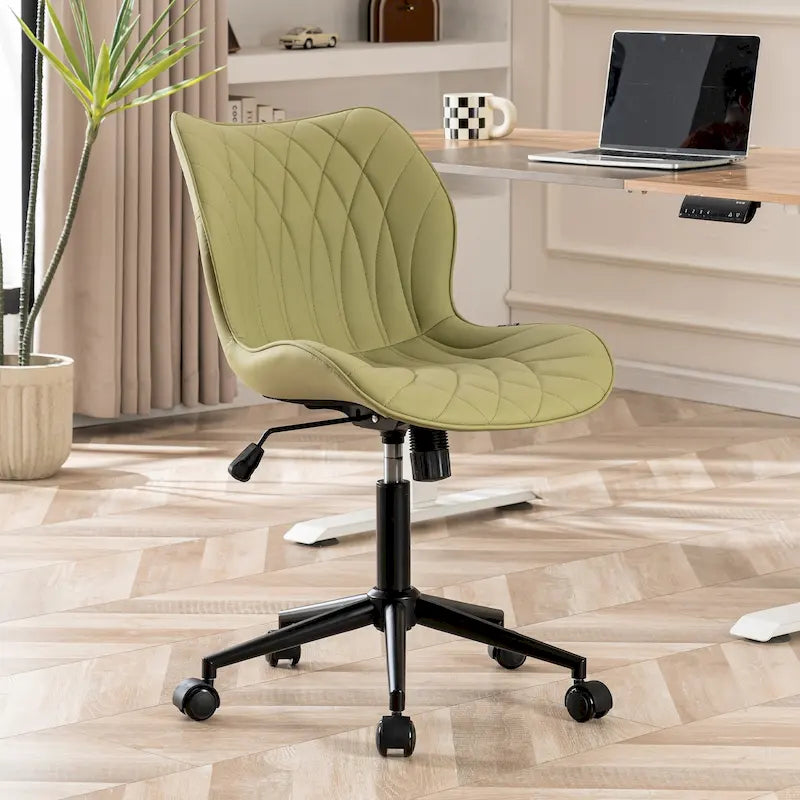 Armless Swivel Desk Chair with Adjustable Height and Wheels