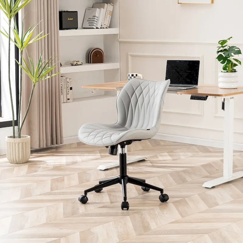 Armless Swivel Desk Chair with Adjustable Height and Wheels