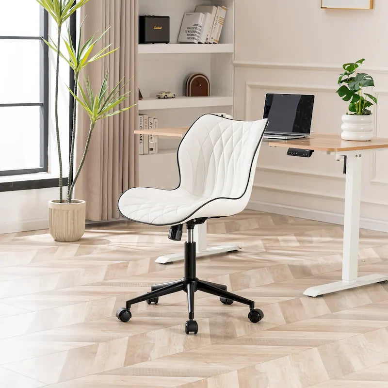 Armless Swivel Desk Chair with Adjustable Height and Wheels