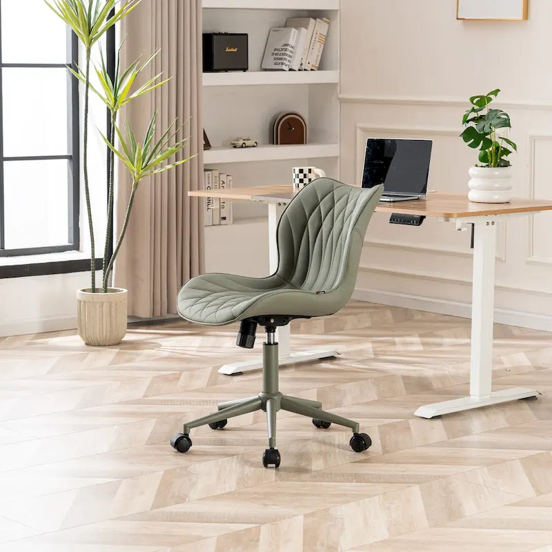 Armless Swivel Desk Chair with Adjustable Height and Wheels