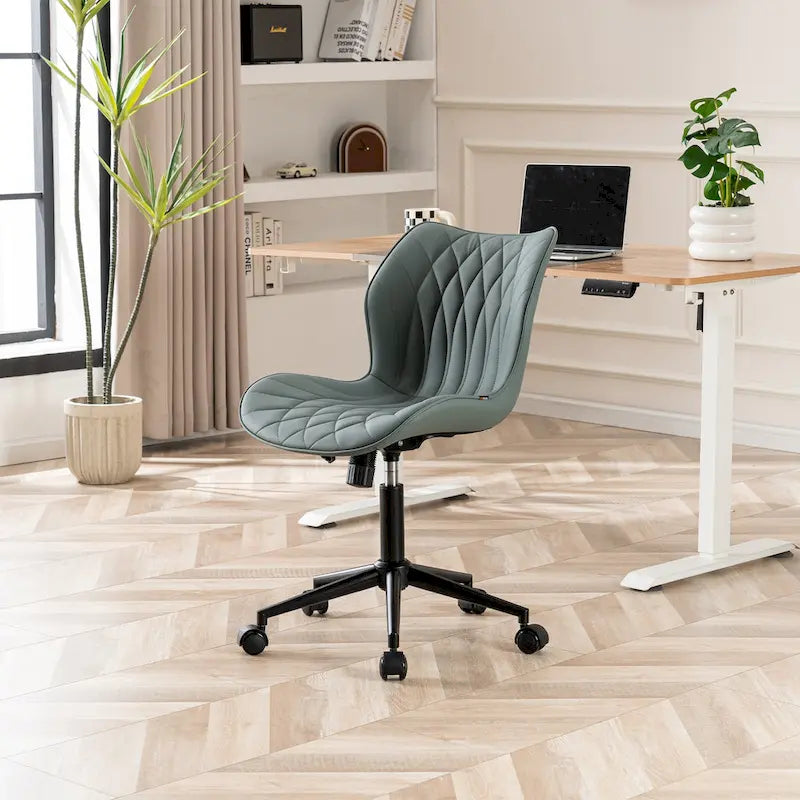 Armless Swivel Desk Chair with Adjustable Height and Wheels