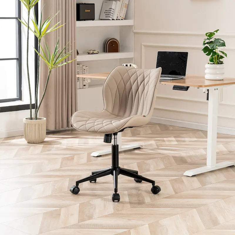 Armless Swivel Desk Chair with Adjustable Height and Wheels