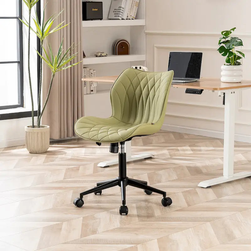 Armless Swivel Desk Chair with Adjustable Height and Wheels