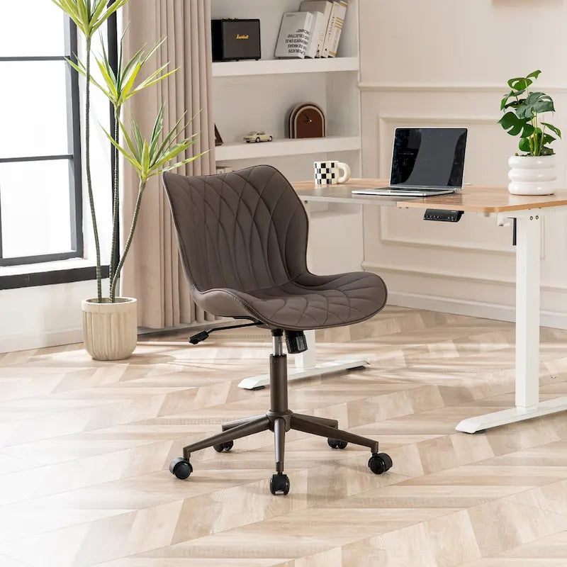 Armless Swivel Desk Chair with Adjustable Height and Wheels
