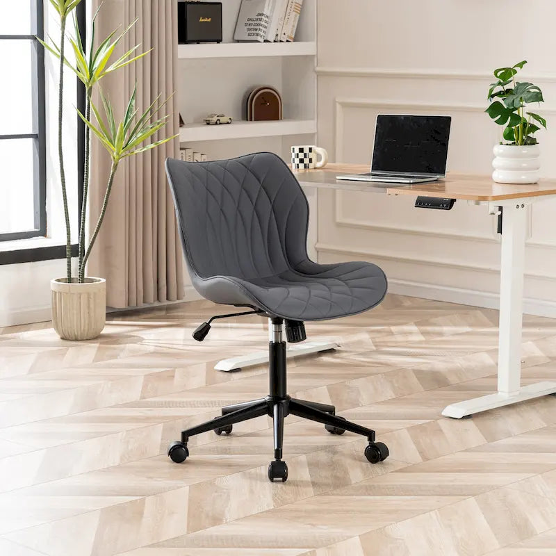 Armless Swivel Desk Chair with Adjustable Height and Wheels