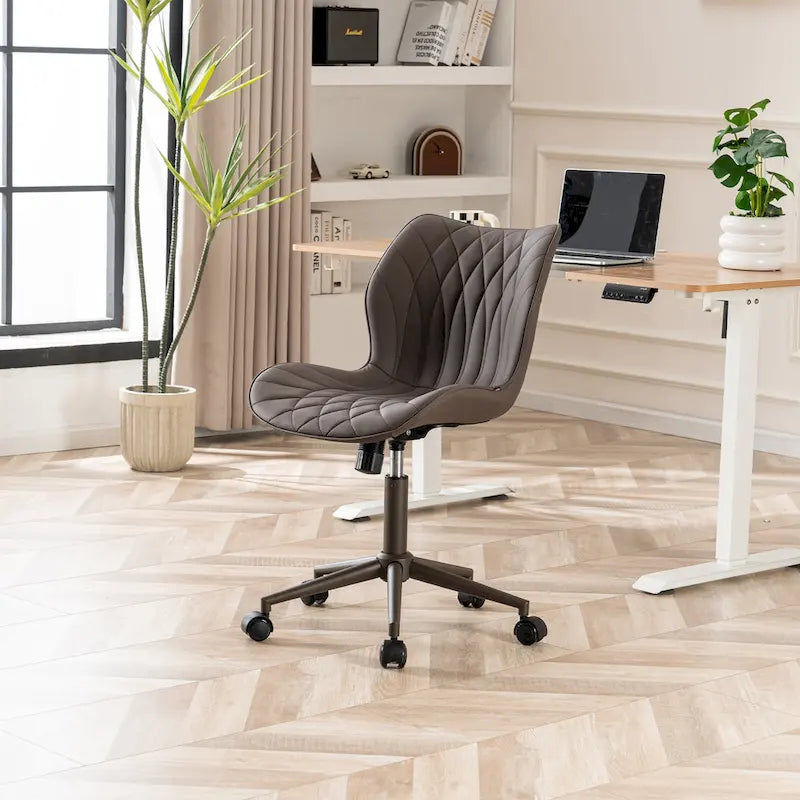 Armless Swivel Desk Chair with Adjustable Height and Wheels