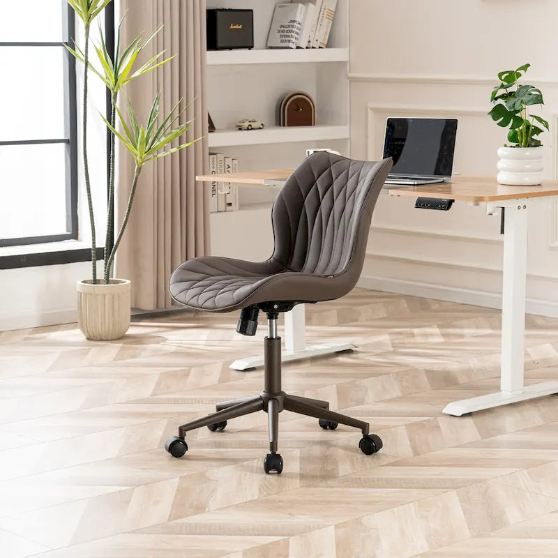 Armless Swivel Desk Chair with Adjustable Height and Wheels