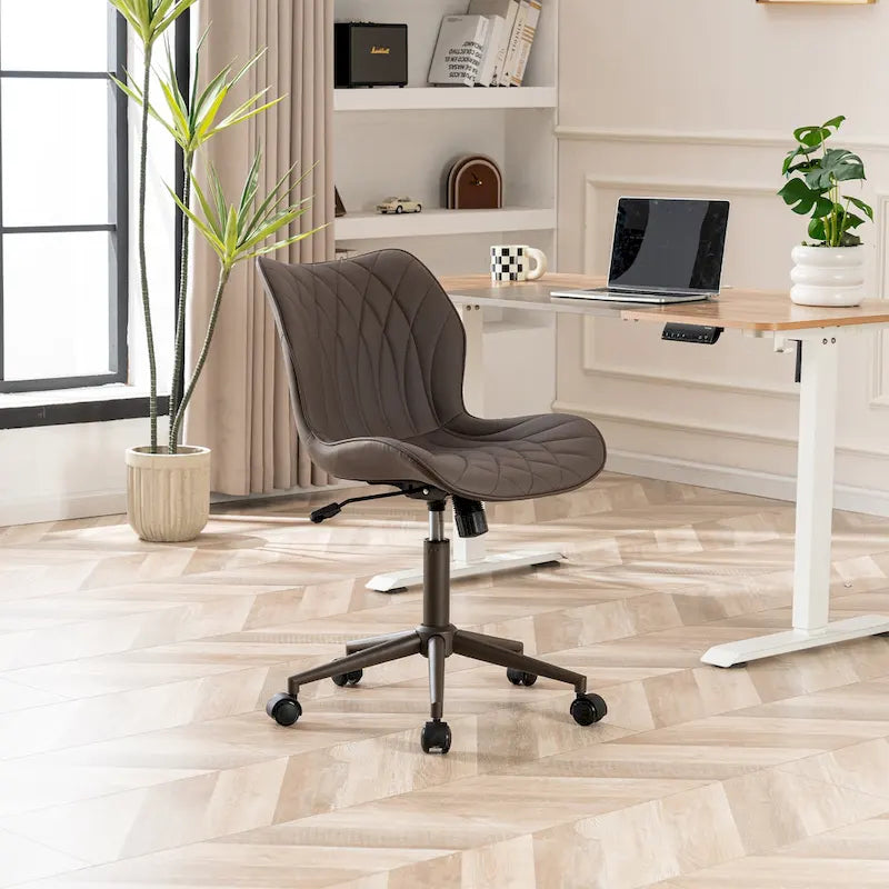 Armless Swivel Desk Chair with Adjustable Height and Wheels