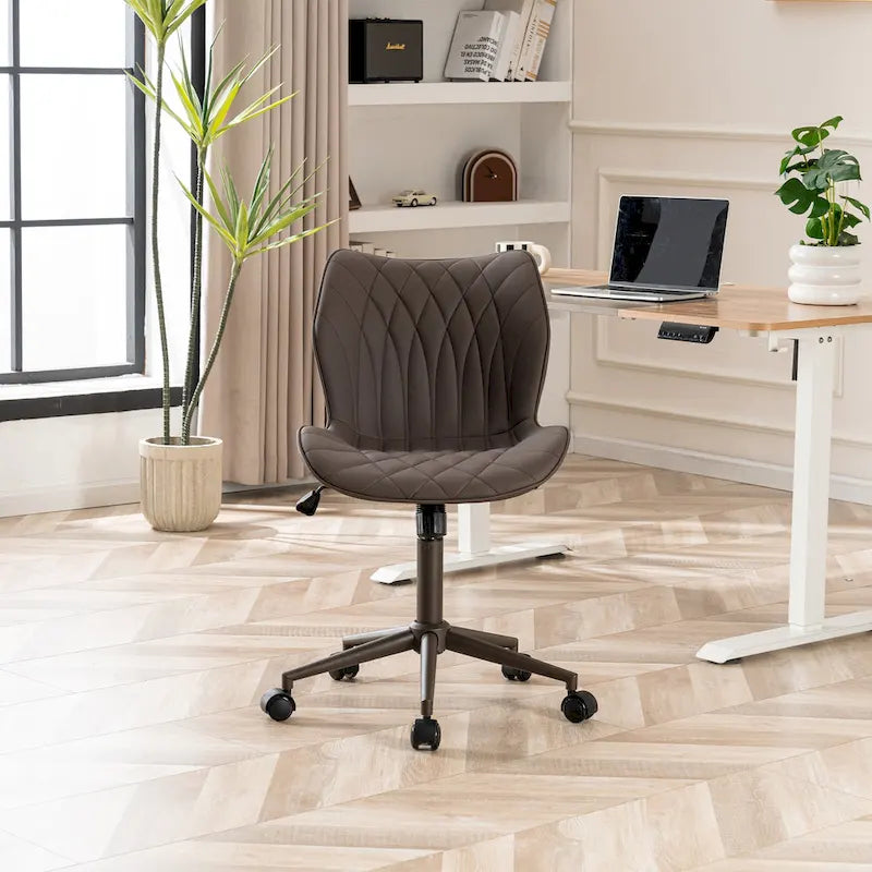 Armless Swivel Desk Chair with Adjustable Height and Wheels
