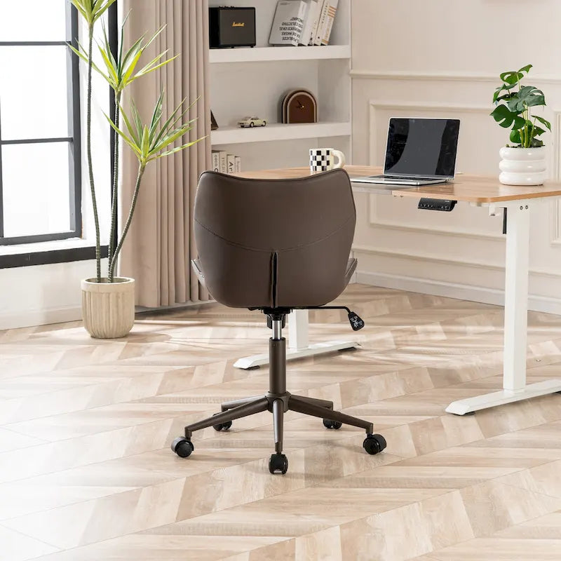 Armless Swivel Desk Chair with Adjustable Height and Wheels