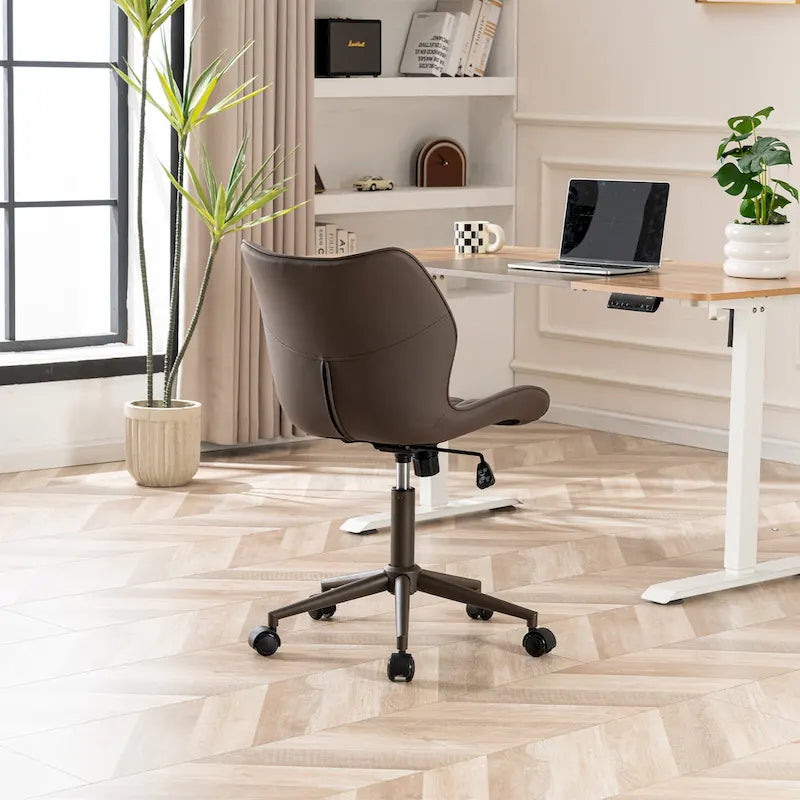 Armless Swivel Desk Chair with Adjustable Height and Wheels