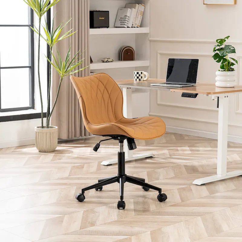 Armless Swivel Desk Chair with Adjustable Height and Wheels