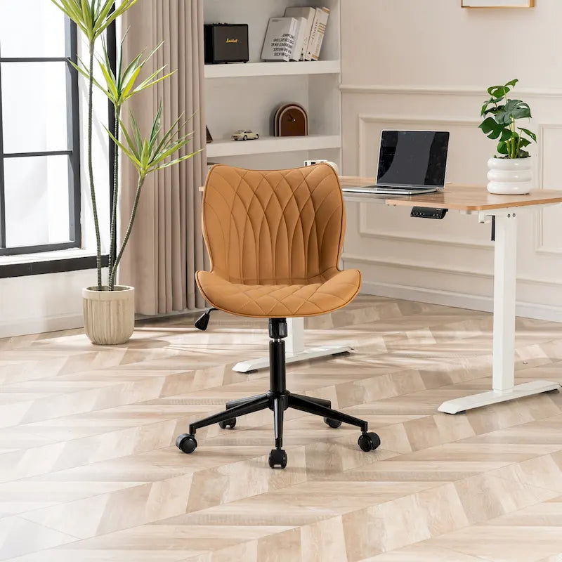 Armless Swivel Desk Chair with Adjustable Height and Wheels