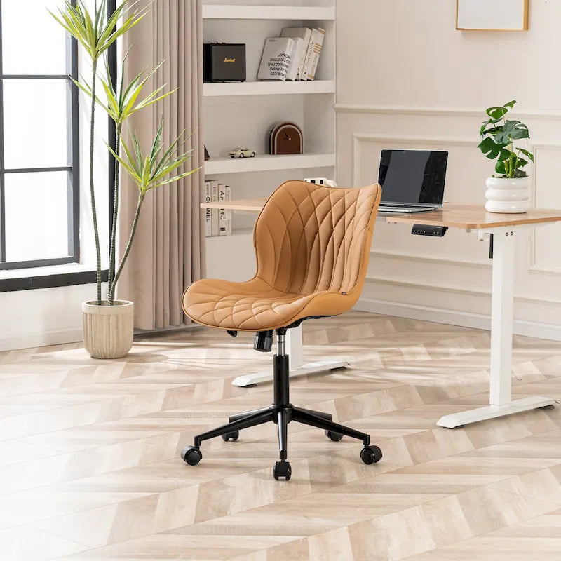 Armless Swivel Desk Chair with Adjustable Height and Wheels