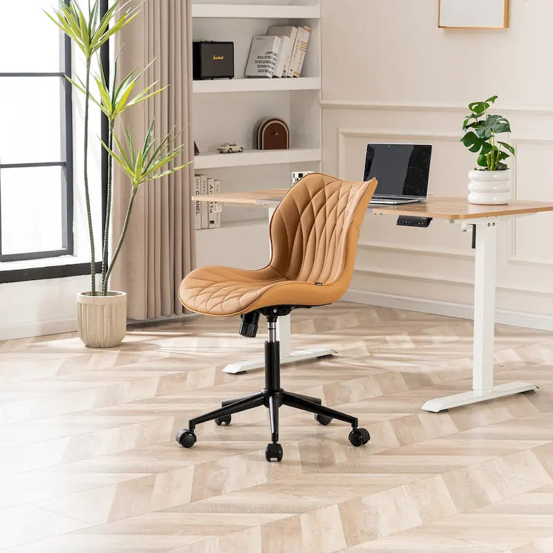 Armless Swivel Desk Chair with Adjustable Height and Wheels