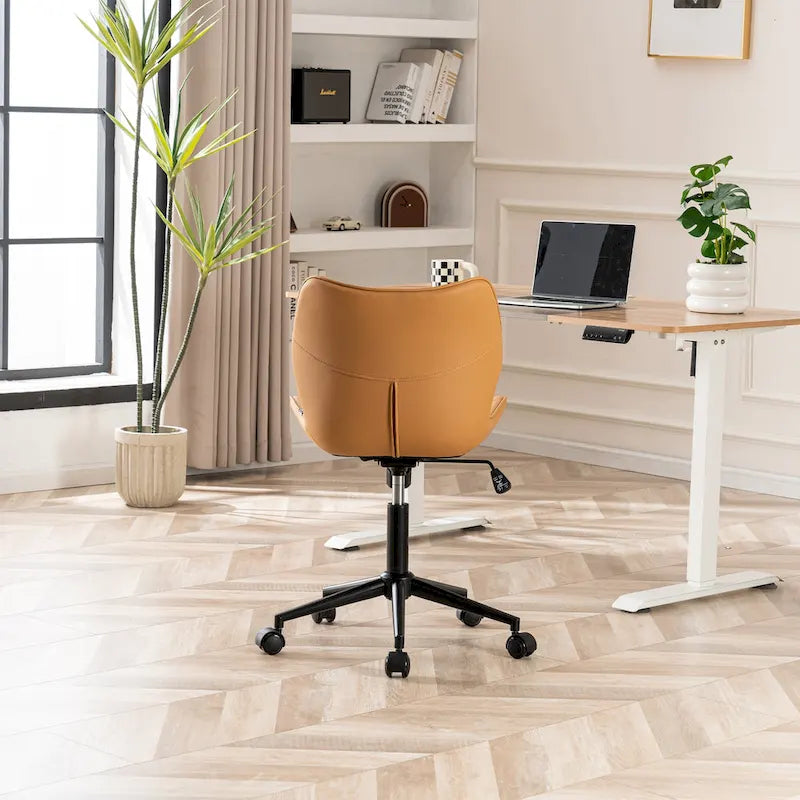 Armless Swivel Desk Chair with Adjustable Height and Wheels