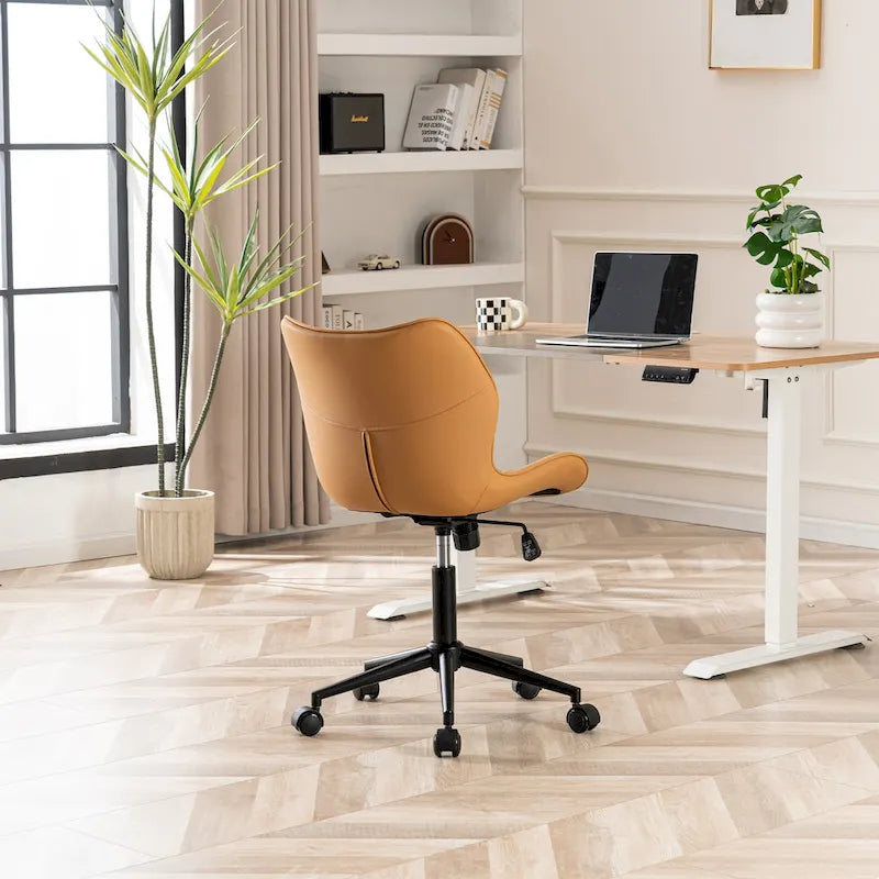 Armless Swivel Desk Chair with Adjustable Height and Wheels
