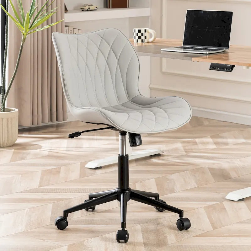 Armless Swivel Desk Chair with Adjustable Height and Wheels