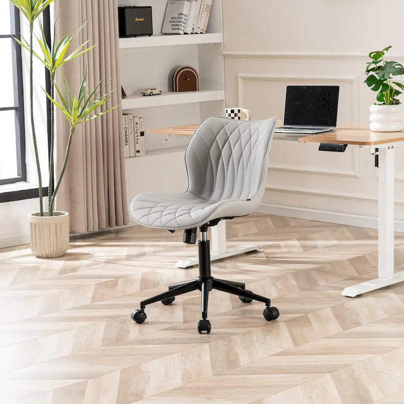 Armless Swivel Desk Chair with Adjustable Height and Wheels