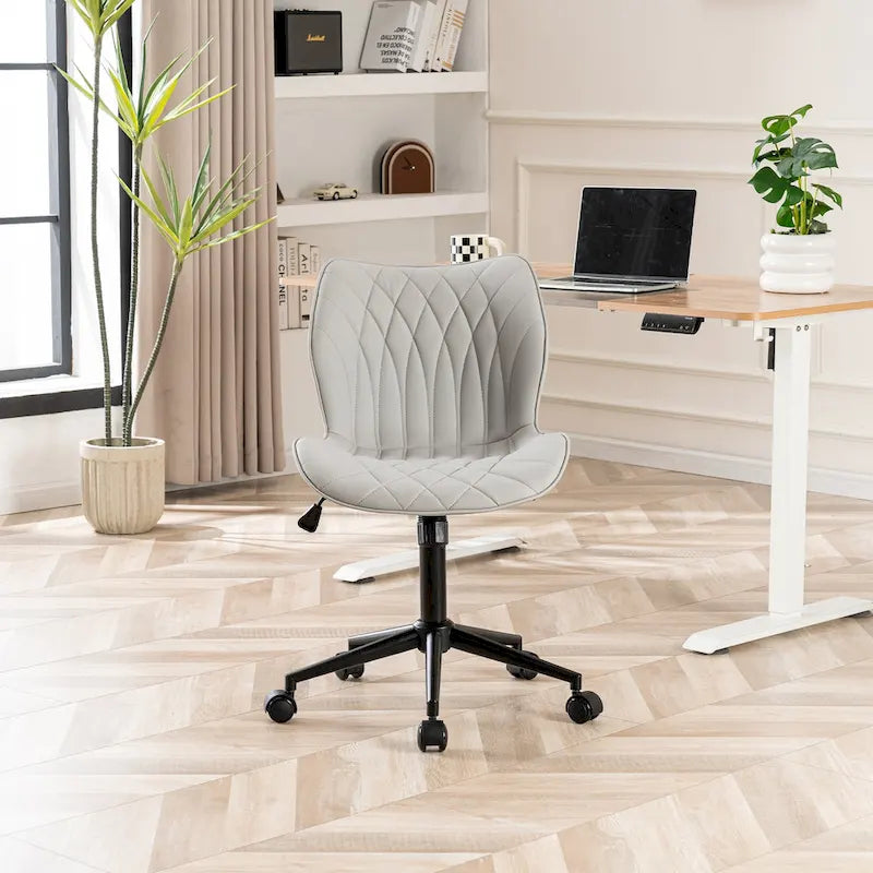 Armless Swivel Desk Chair with Adjustable Height and Wheels