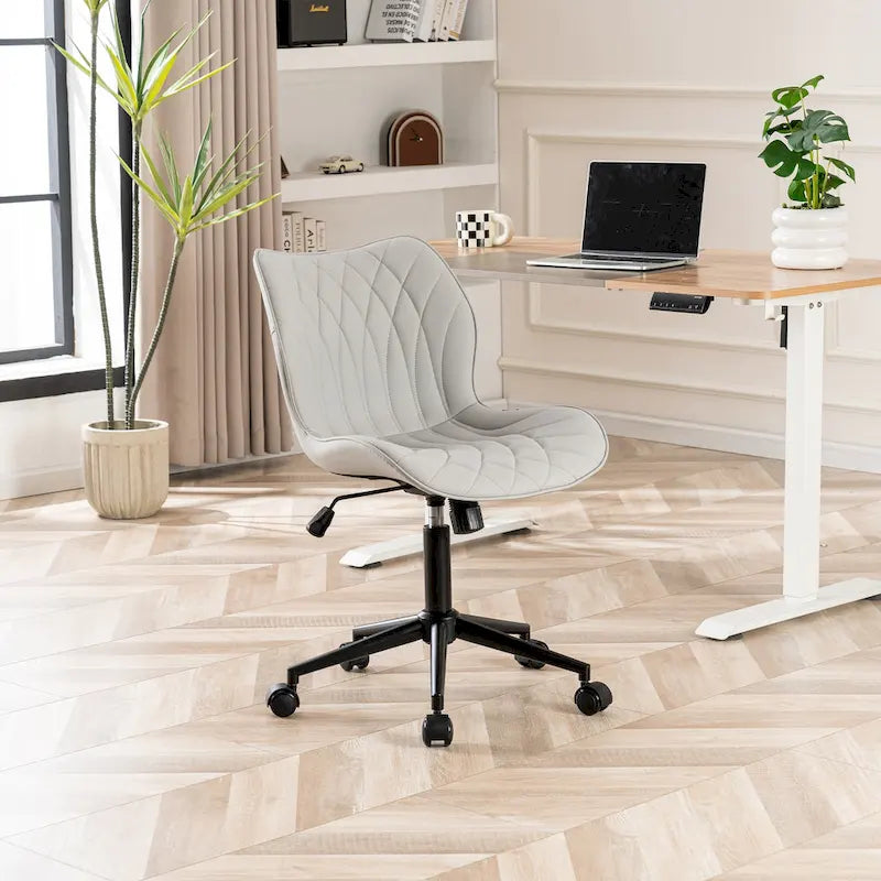 Armless Swivel Desk Chair with Adjustable Height and Wheels