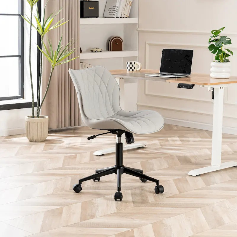 Armless Swivel Desk Chair with Adjustable Height and Wheels