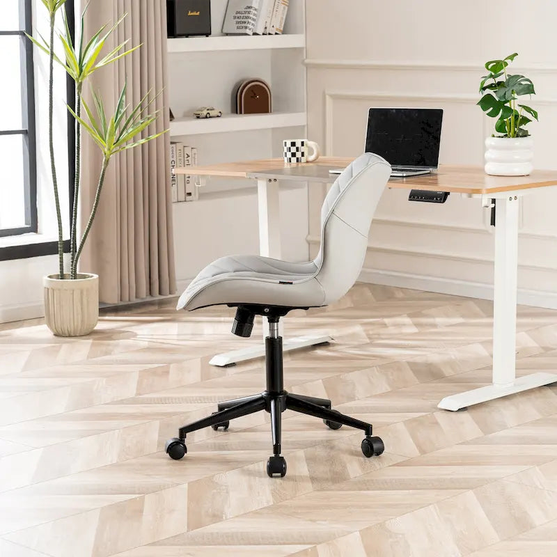 Armless Swivel Desk Chair with Adjustable Height and Wheels