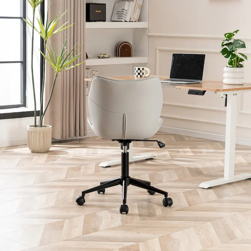 Armless Swivel Desk Chair with Adjustable Height and Wheels