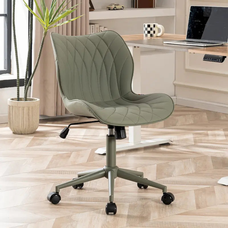 Armless Swivel Desk Chair with Adjustable Height and Wheels