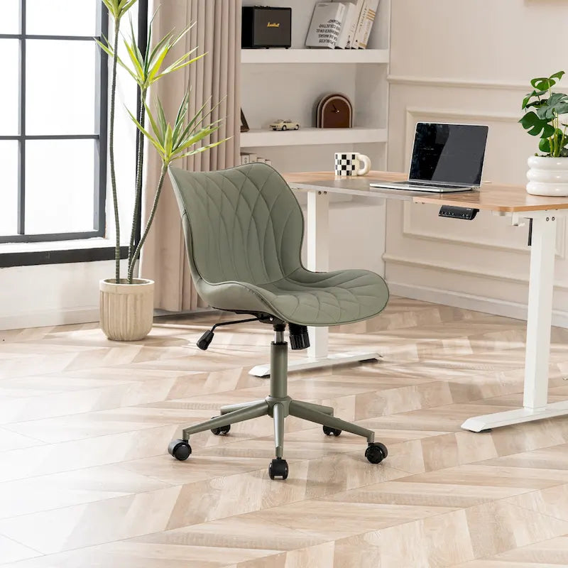Armless Swivel Desk Chair with Adjustable Height and Wheels