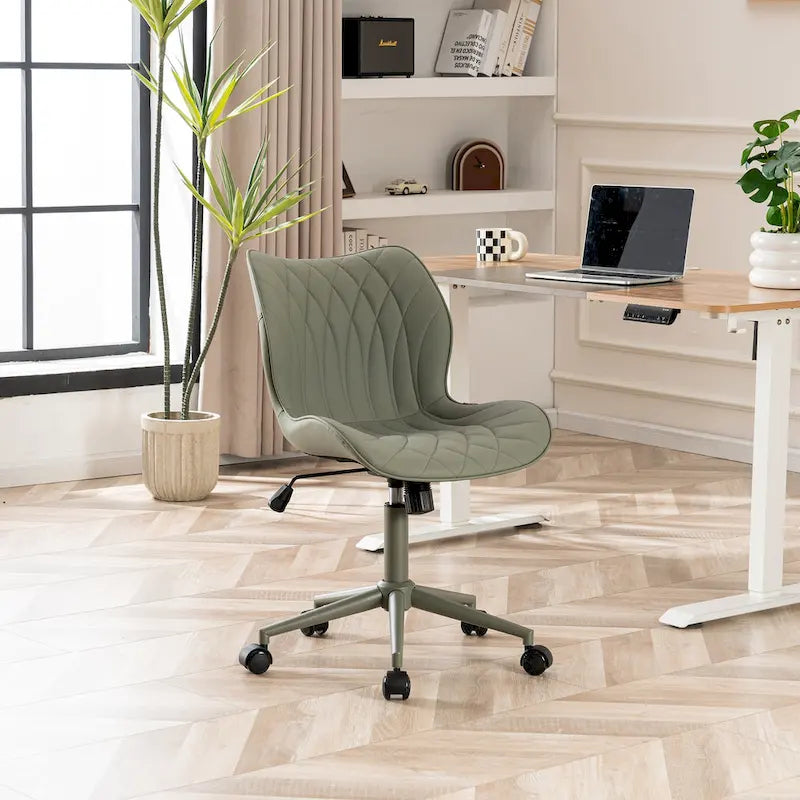 Armless Swivel Desk Chair with Adjustable Height and Wheels