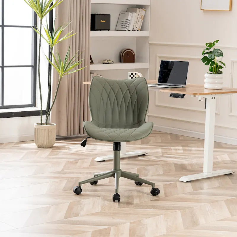 Armless Swivel Desk Chair with Adjustable Height and Wheels