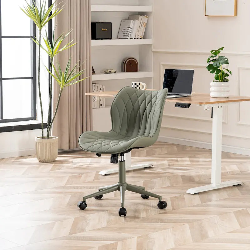 Armless Swivel Desk Chair with Adjustable Height and Wheels