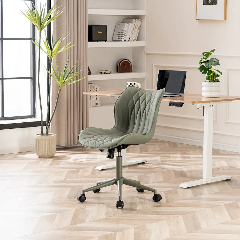 Armless Swivel Desk Chair with Adjustable Height and Wheels
